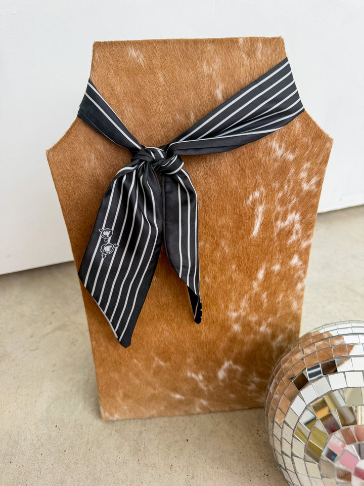Black Striped Floral Twilly