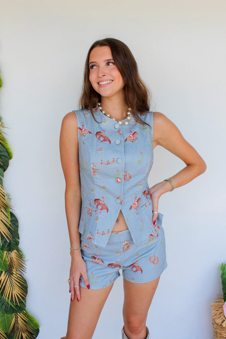 Western Denim Set in Blue