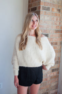 Cream Cropped Sweater - JD Ranch Boutique