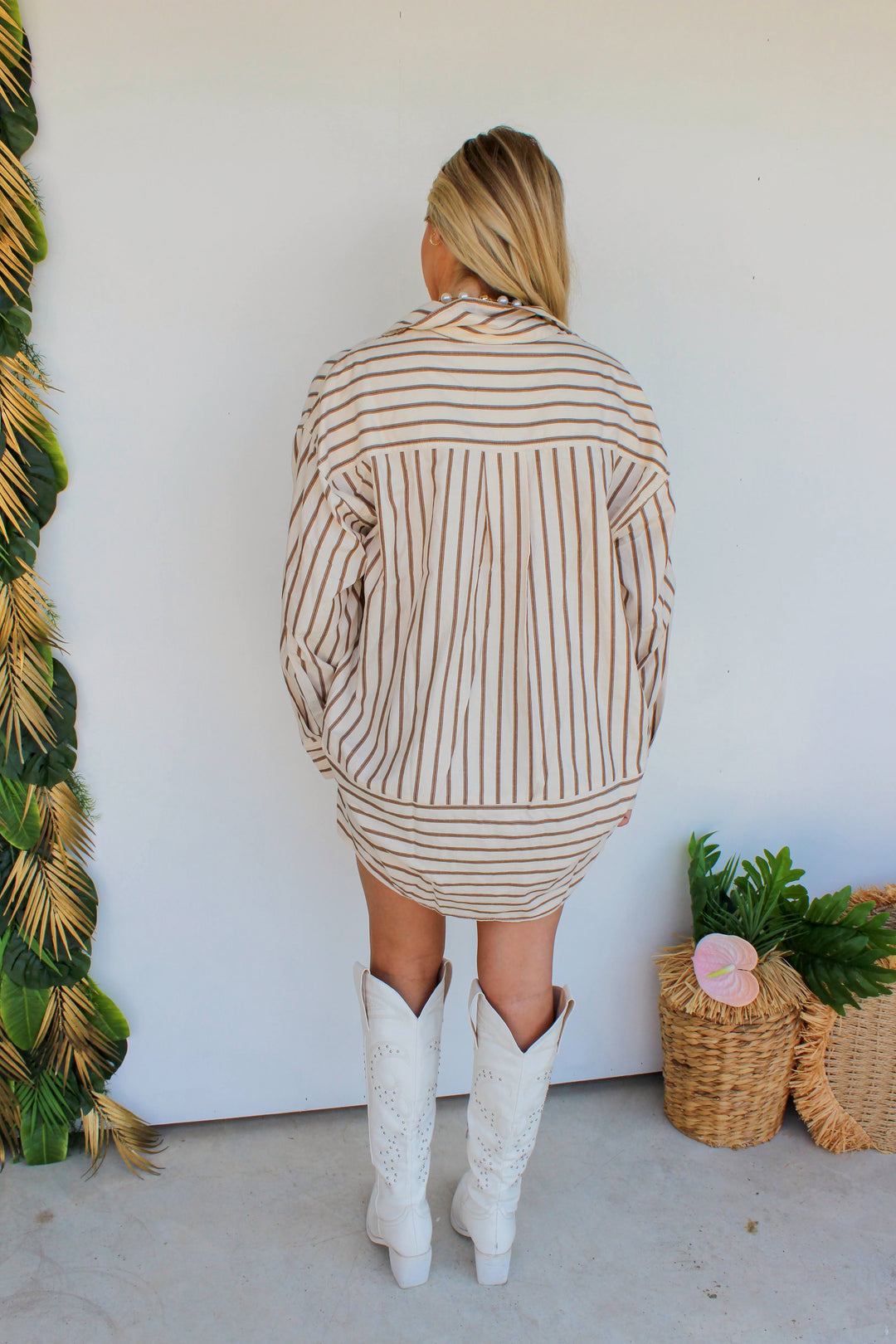 Oversized Striped Button Down Top