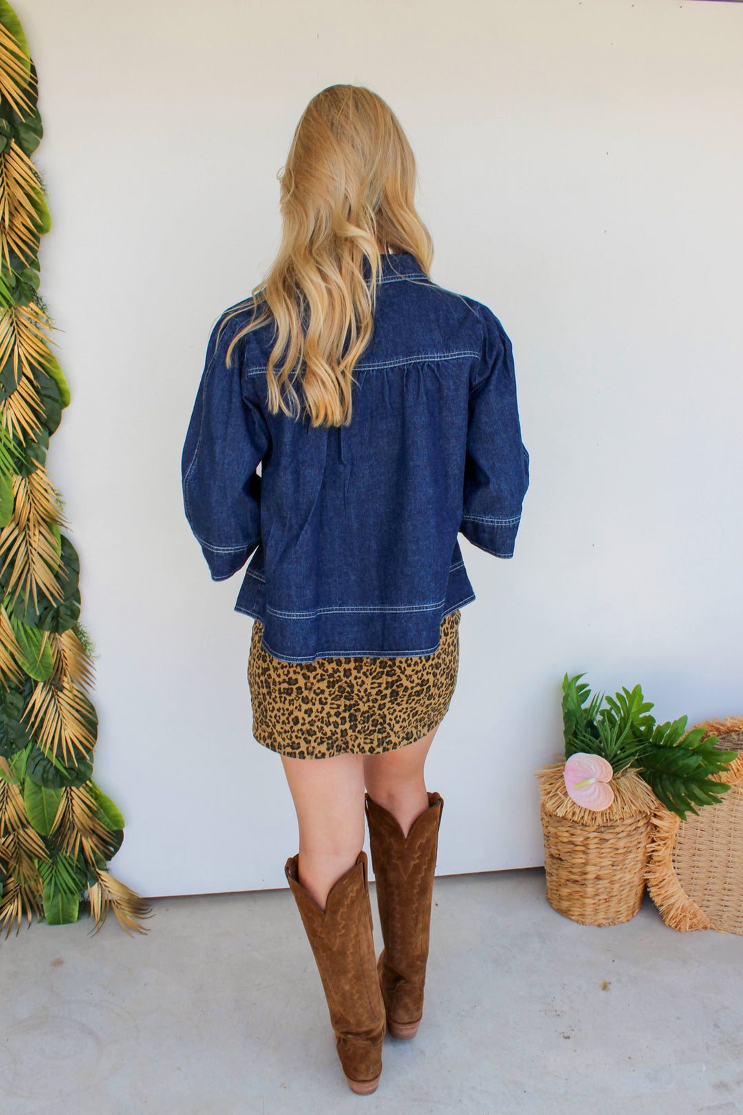 Denim V Neck Pullover