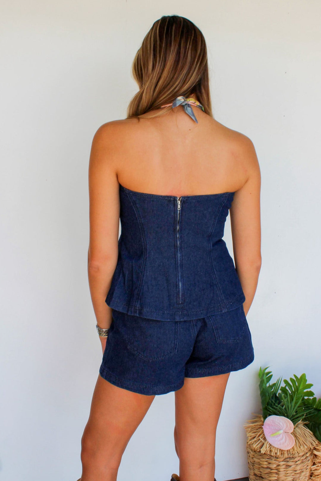 Denim Tube Top Set