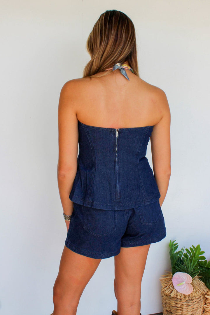 Denim Tube Top Set
