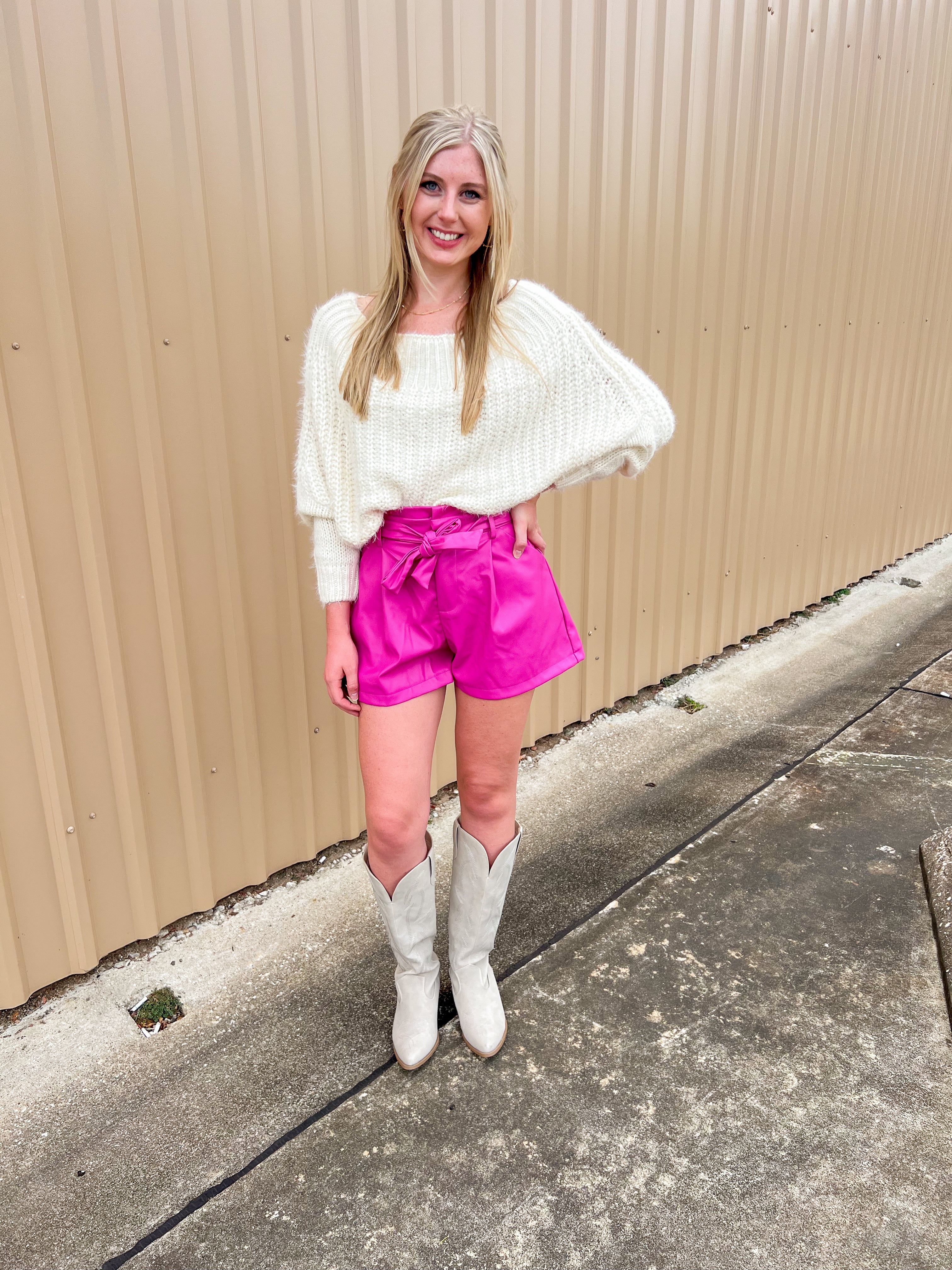 Hot Pink Faux Leather Shorts - JD Ranch Boutique