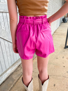 Hot Pink Faux Leather Shorts - JD Ranch Boutique