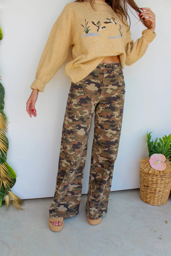 High-Rise Camo Jeans