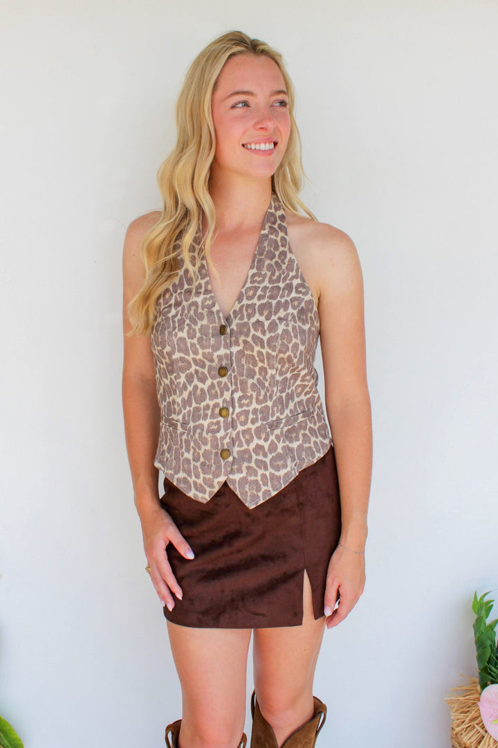 Leopard Halter Vest Top