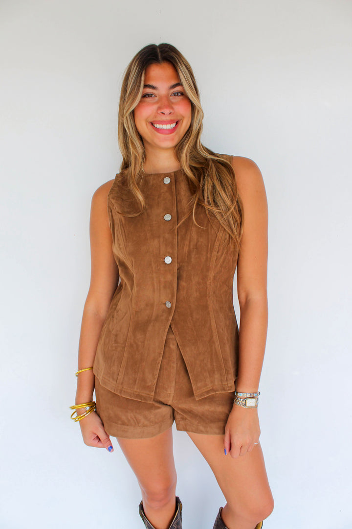 Suede Vest & Short Set