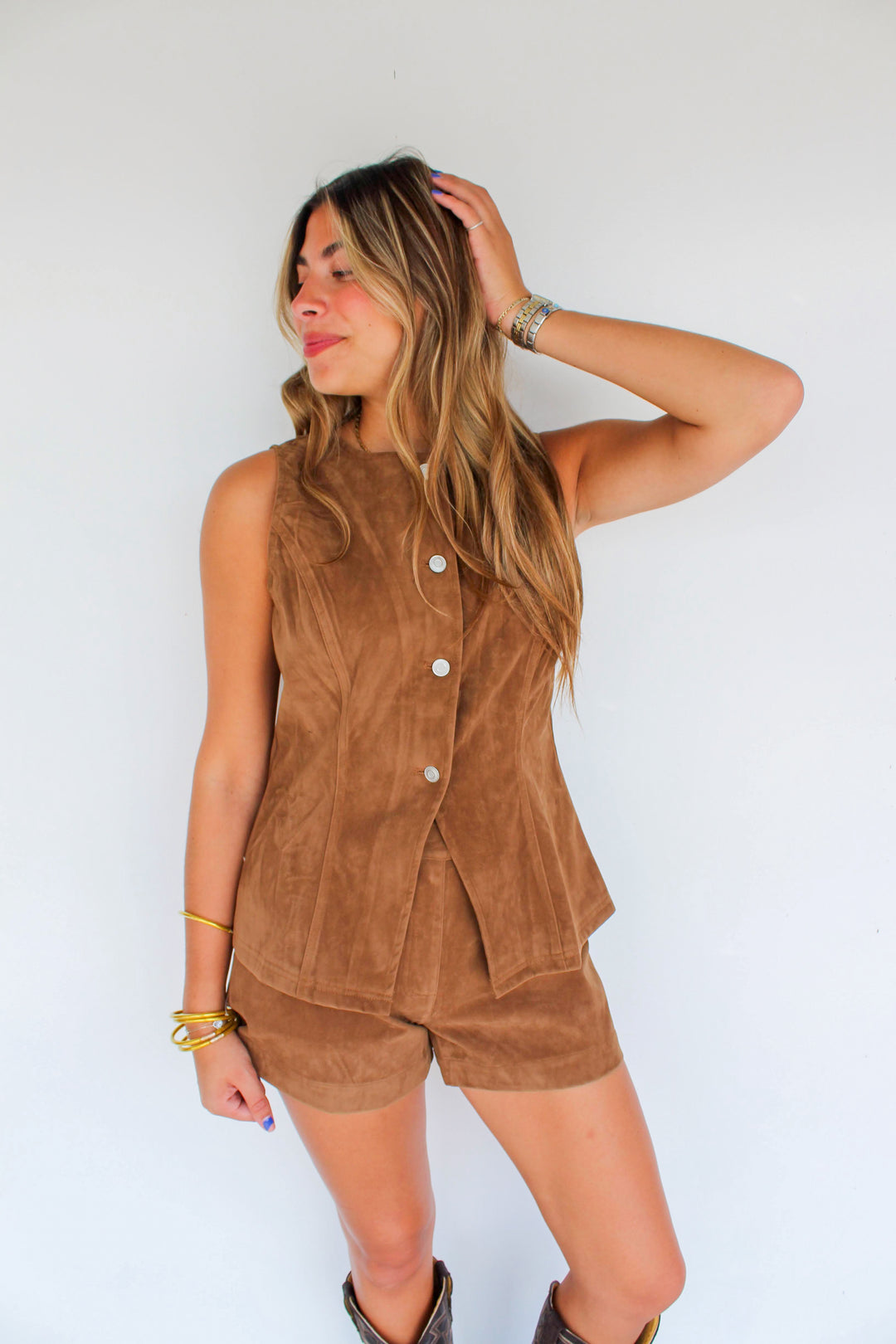 Suede Vest & Short Set