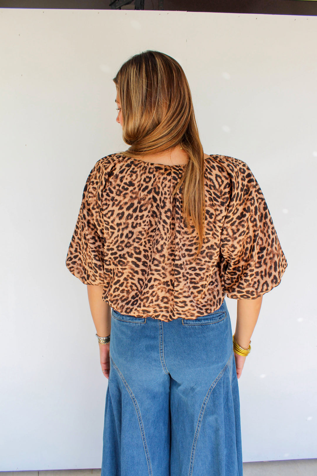 Short Sleeve Leopard Blouse