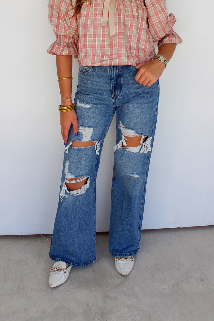 Distressed Medium Wash Jeans