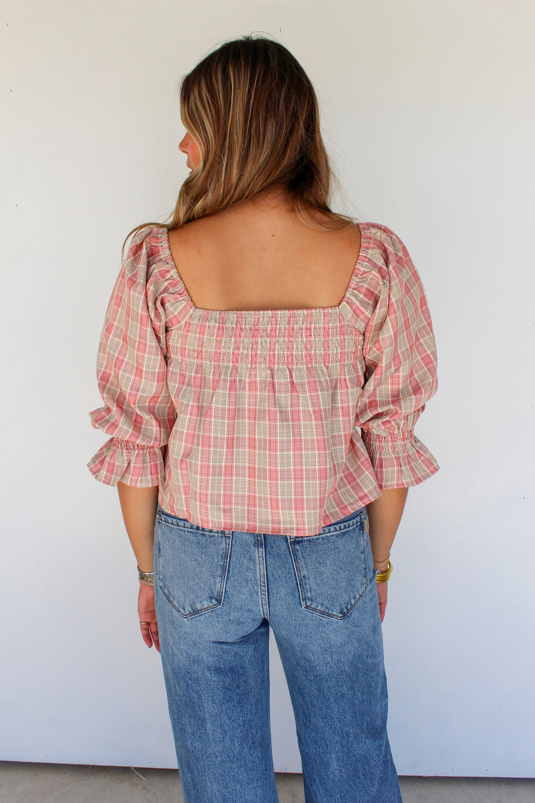 Pink Plaid Blouse