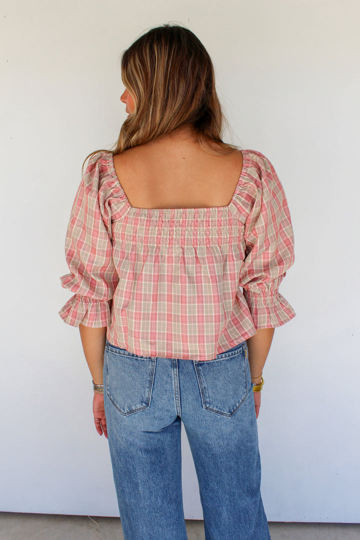 Pink Plaid Blouse