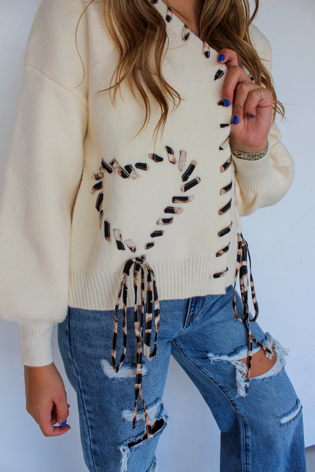 Cheetah Ribbon Trim Cardigan