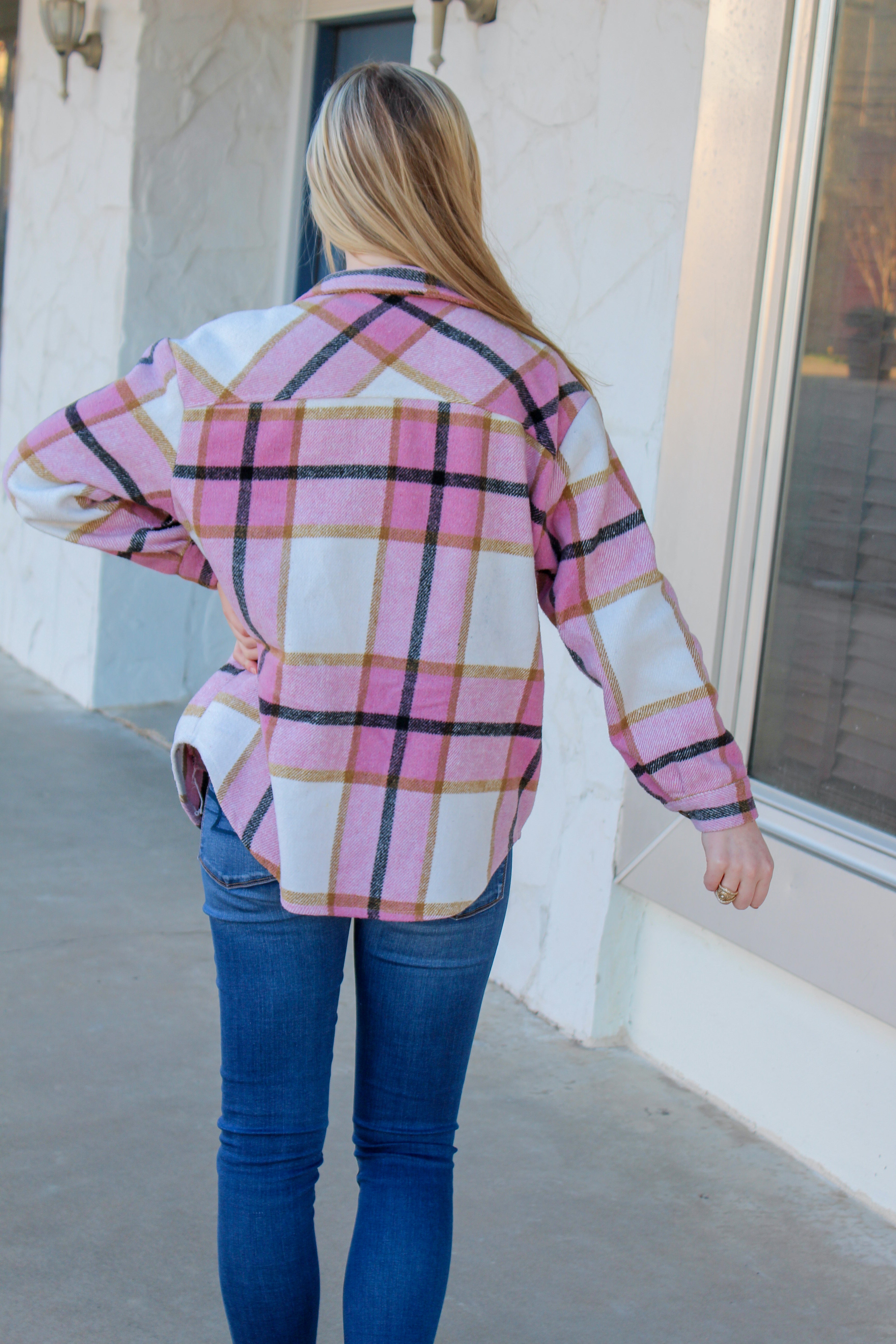 Pink Plaid Shacket with Buttons - JD Ranch Boutique