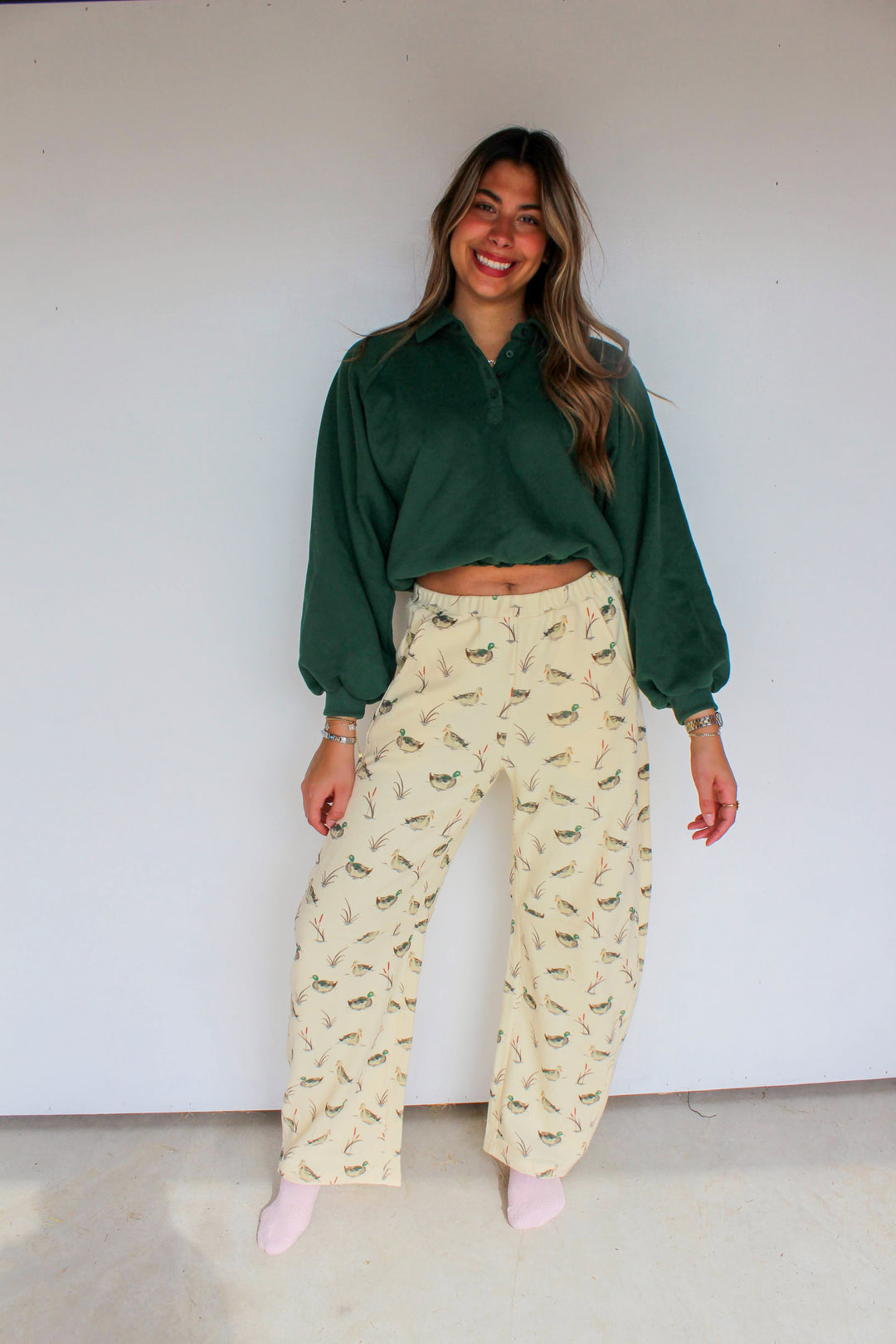 Hunter Green Collared Pullover