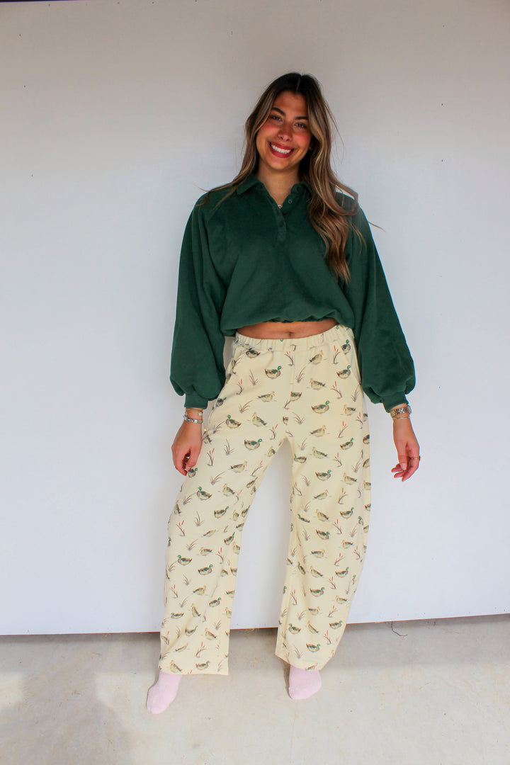 Hunter Green Collared Pullover