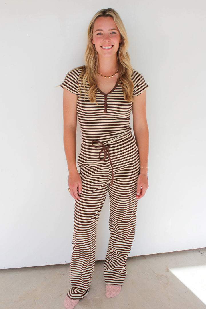 Brown Striped Lounge Set