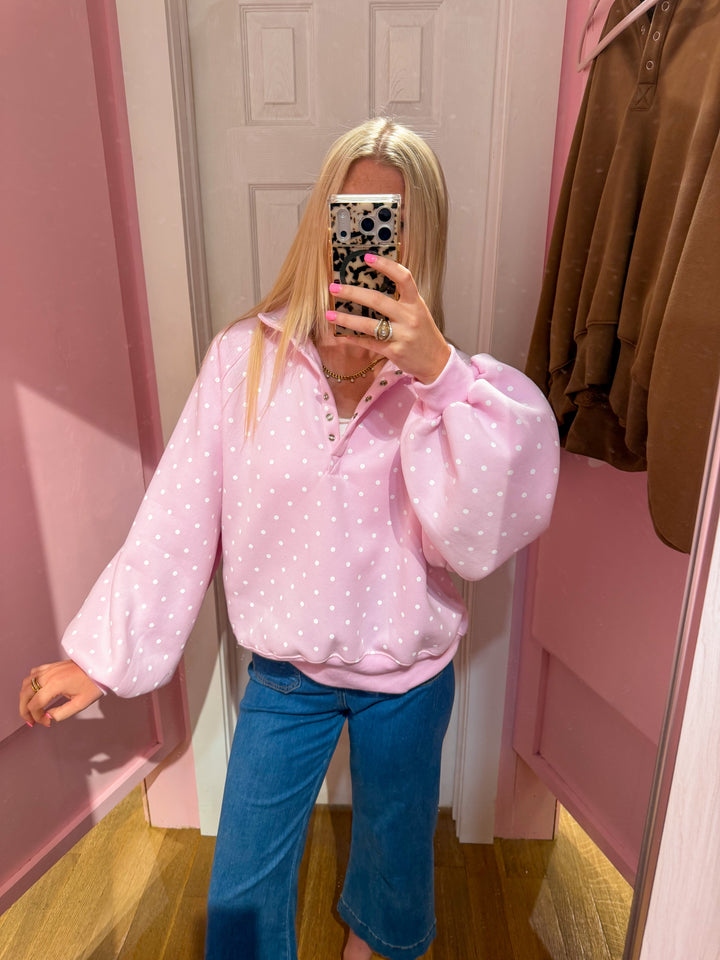 Pink Polka Dot Pullover