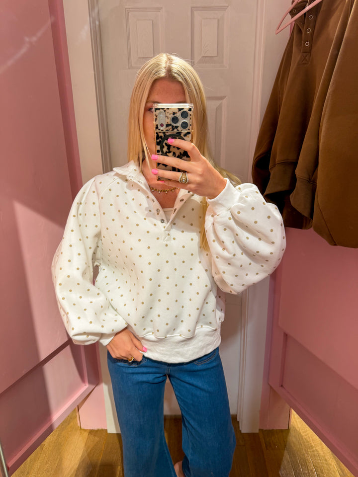 Taupe Polka Dot Pullover