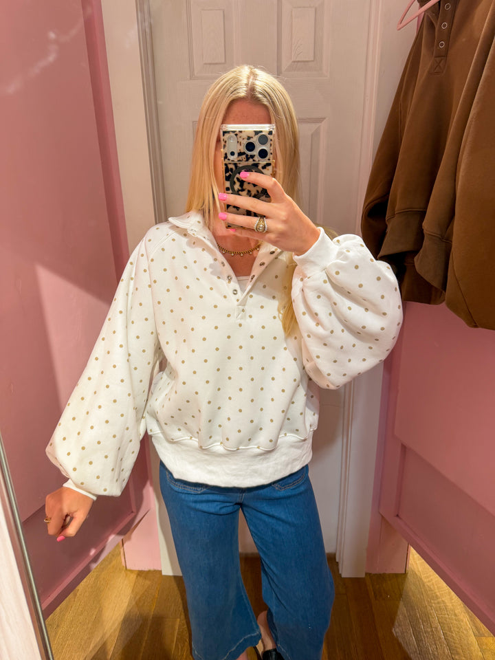 Taupe Polka Dot Pullover
