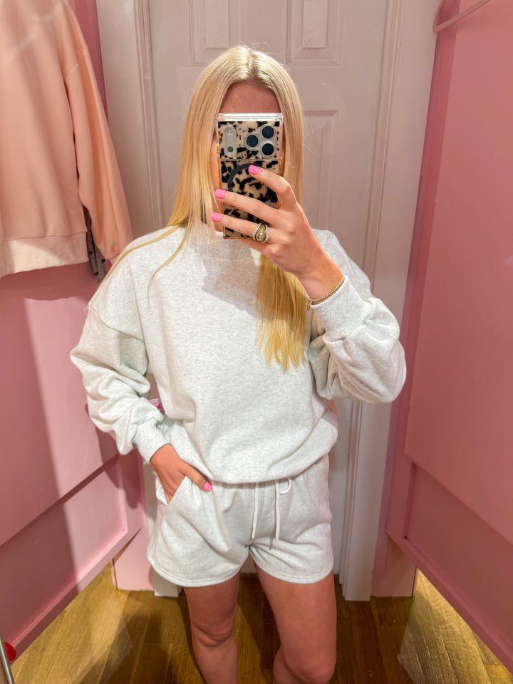 Mock Neck Set in Heather Grey