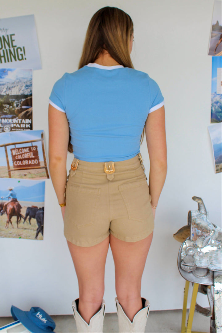 Good Luck Baby Tee in Blue