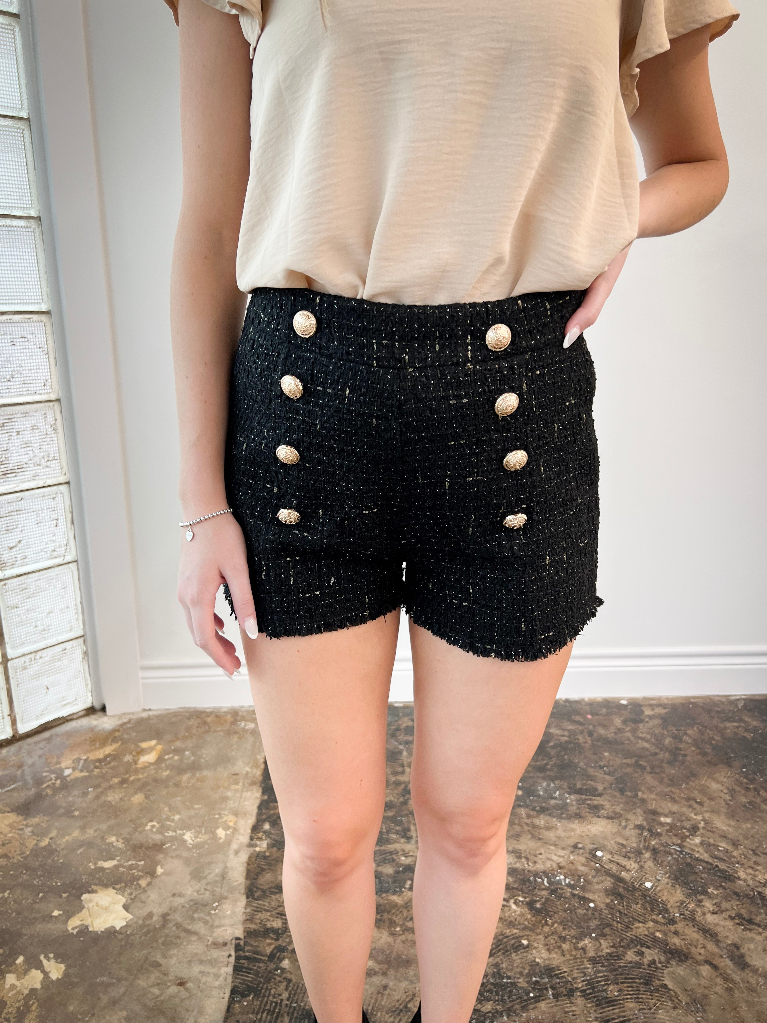 Black Tweed Shorts - JD Ranch Boutique