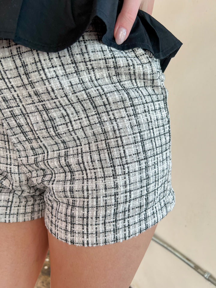 Black and White Tweed Shorts - JD Ranch Boutique