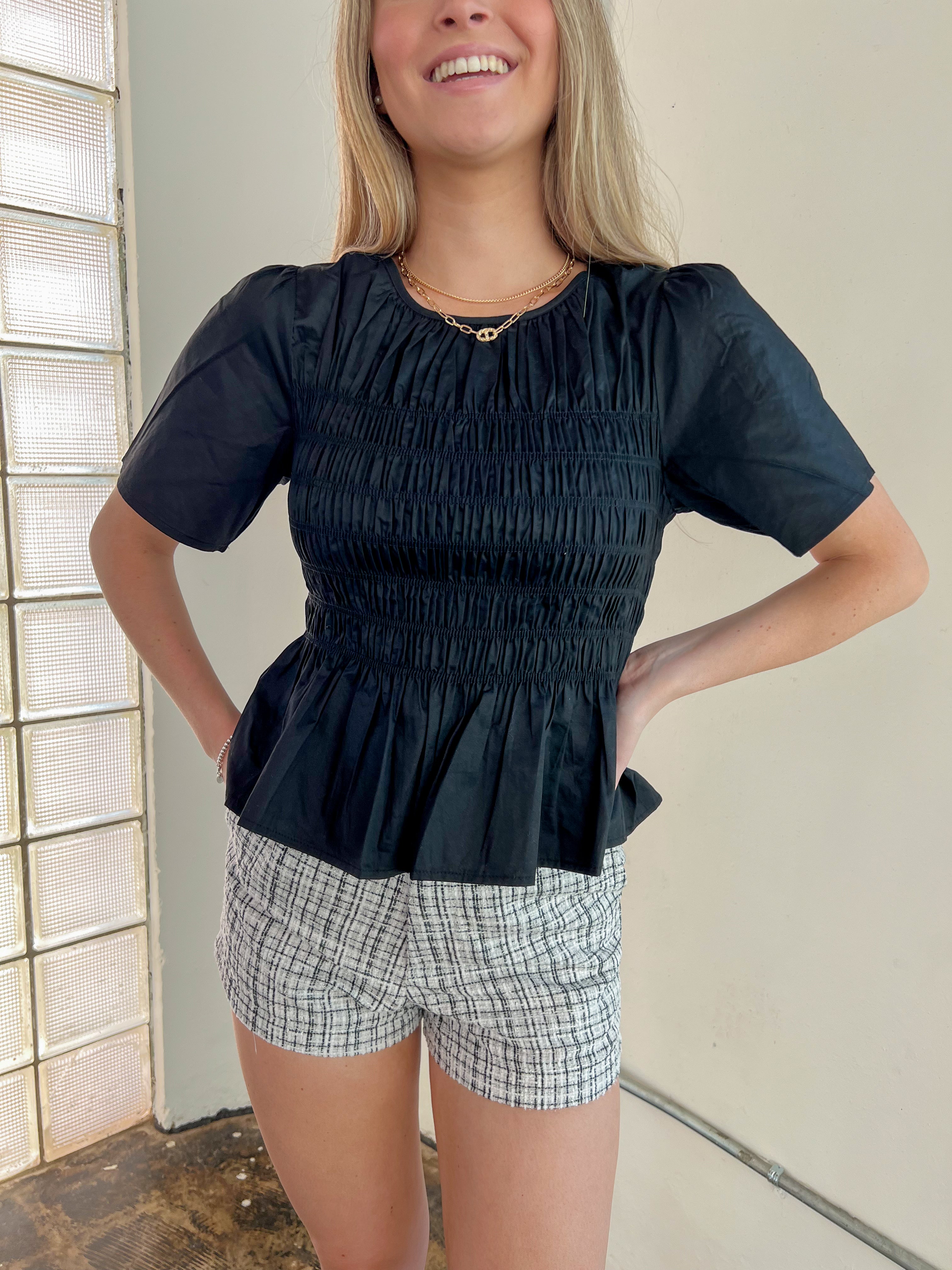 Black and White Tweed Shorts - JD Ranch Boutique