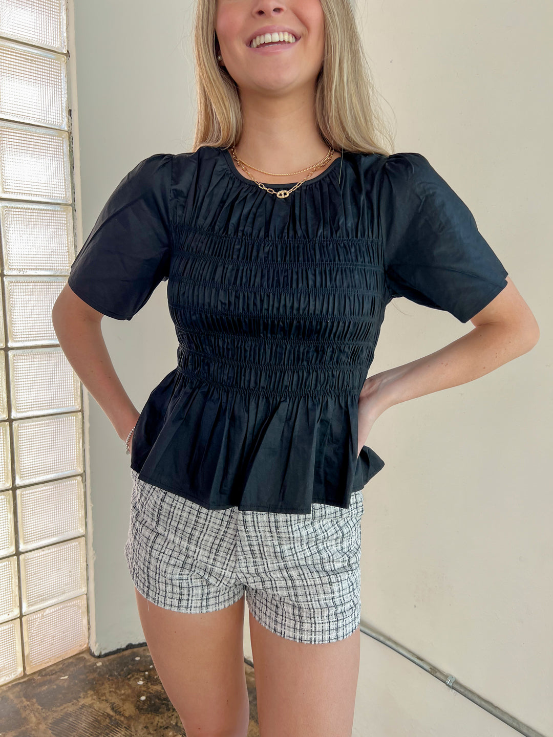 Black and White Tweed Shorts - JD Ranch Boutique