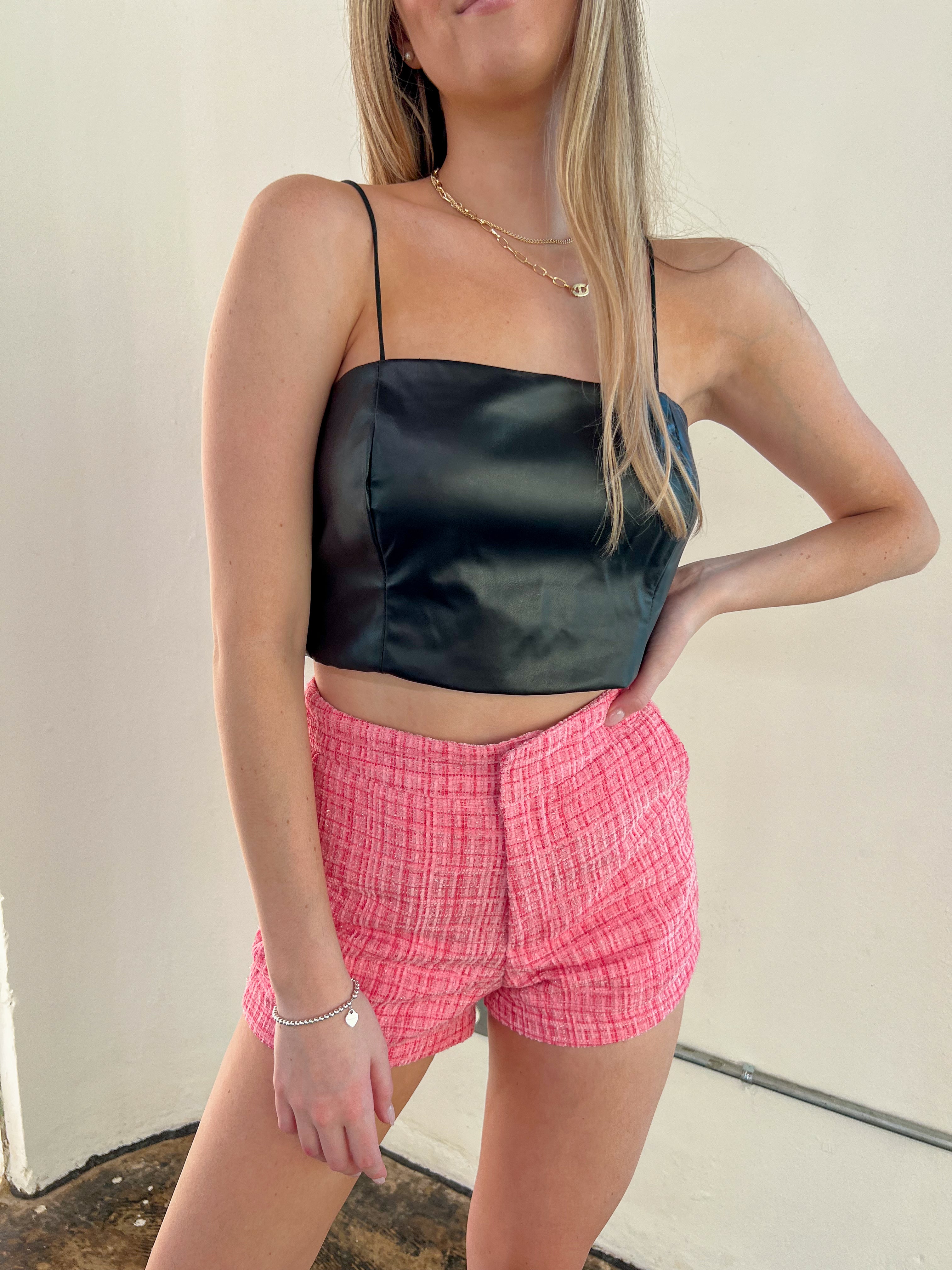 Leather Crop Top in Black - JD Ranch Boutique