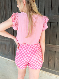 Pink Checkered Skort - JD Ranch Boutique