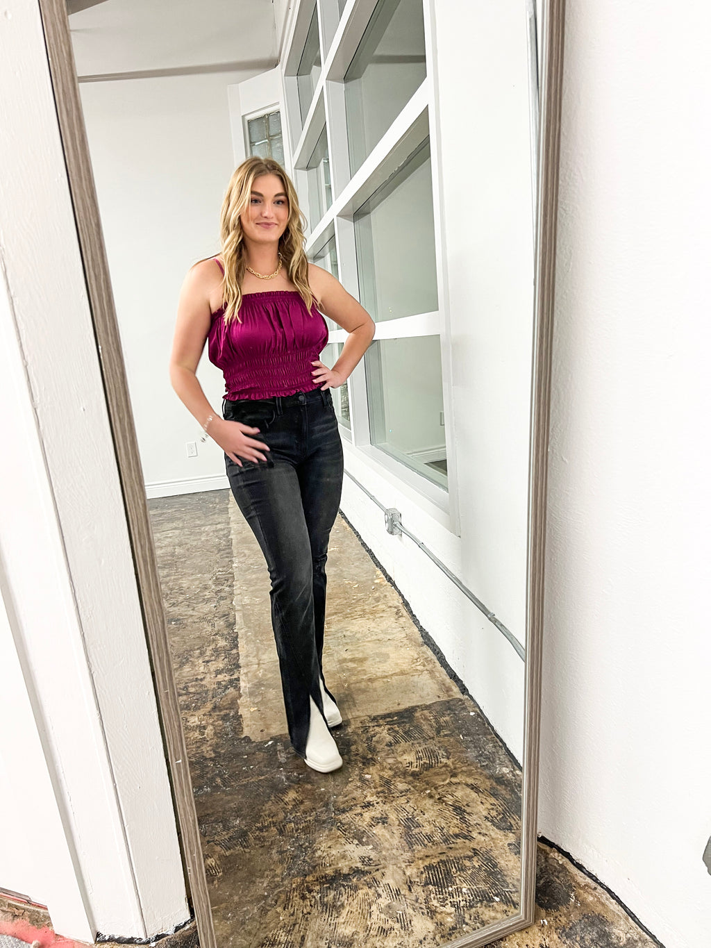Smock Top in Plum - JD Ranch Boutique