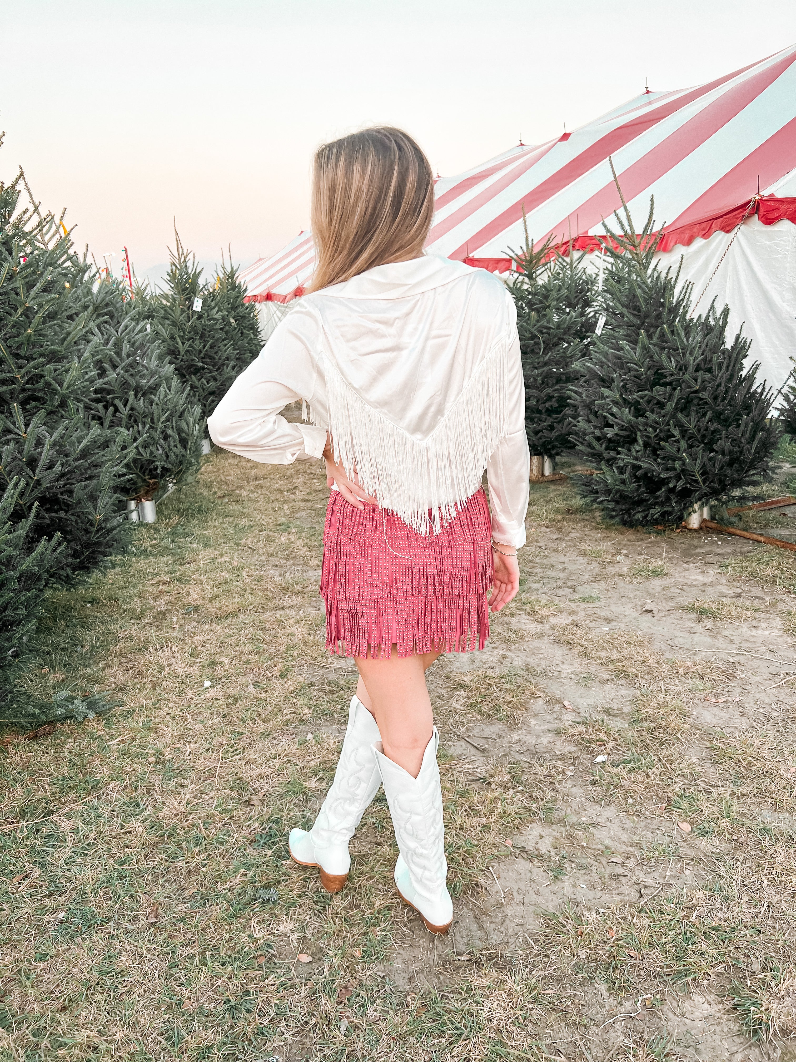 Fringe Blouse in White - JD Ranch Boutique